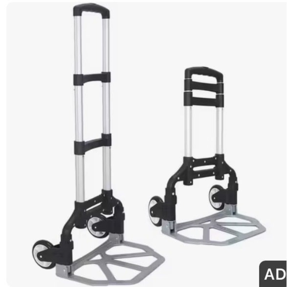 Black Folding Aluminum Hand Truck & Personal Dolly – 165 lbs Capacity